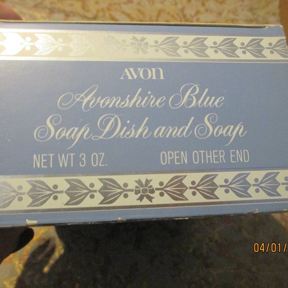 VINTAGE Avon Avonshire Blue Soap dish and soap - NEW in box - Picture 4 of 5